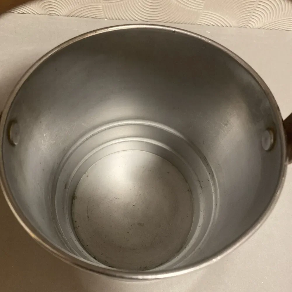 Vintage Manning Bowman Chrome Ice Bucket Wood Handle Meriden‎ Conn. U.S.A.
